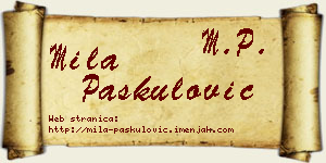 Mila Paskulović vizit kartica